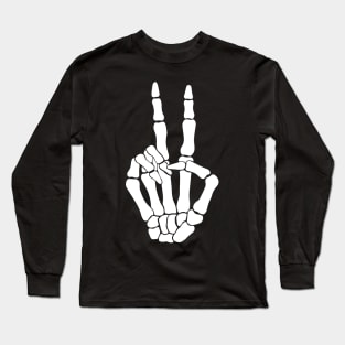 Skeleton Peace Sign Hand Hippie Halloween Long Sleeve T-Shirt